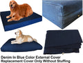 Dogbed4less 47X29X4 Inches Extra Large Blue Color Denim Cotton Jean Dog Pet Bed External Zipper Duvet Cover - Replacemen