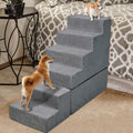 LitaiL 30" Dog Stairs&Steps for Small Dogs for High Beds 6-Step Pet Ramp Up to 30-36" High for Small Dogs & Cats, Grey No Assembly Required