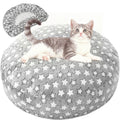 Youyole Small Washable Round Dog & Cat Bed Cover Replacement Waterproof 20 x 20 x 8 in Round Donut Bed Cover for Small Dogs Soft Gray Pet Beds Protector Sheet with Lovely Star Print for Beds Pet Couch