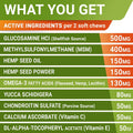 Hemp Chews for Dogs - Hip & Joint Supplement with Glucosamine - Joint Pain Relief Treats - Omega 3, Chondroitin, MSM - Advanced Mobility Support - Chicken Flavor - 120 Ct - Made in USA