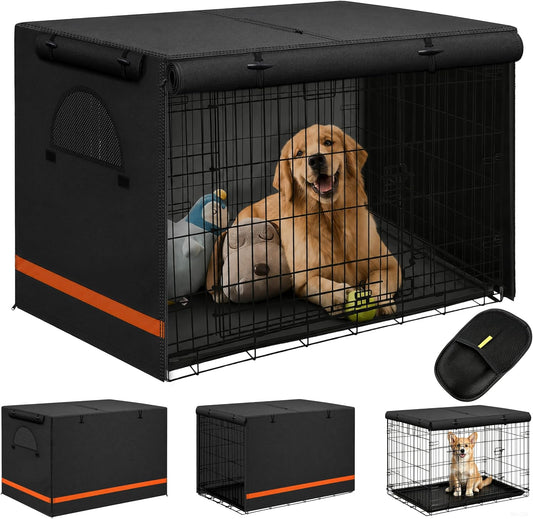 Dog Crate Cover - Heavy Duty Polyester for 48 x 30 x 33 Inch Wire Kennel, Black