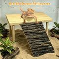 VCEPJH Wooden Bearded Dragon Basking Platform with Climbing Ramp, XL
