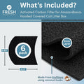 Fresh Headquarters 6-Pack Cat Litter Box Filter Replacement – 3.15"x6.69" Activated Carbon Charcoal Filter | Premium Filters for AmazonBasics Hooded Covered Cat Litter Box | Made in USA