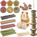 ERKOON 42PCS Rabbit Chew Toys, Natural Timothy Grass Cakes Guinea Pig Toys, Small Animal Teeth Grinding Treats for Bunny