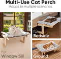 FUKUMARU Cat Window Perch, Sturdy Wood Hammock Window Bed for Indoor Cats