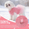 Cute Dog Sweater Dress Thick Fleece Puppy Sweater for Small Dogs, Fluffy Dog Dresses with Harness Sweet Bowknot Design