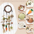 Bissap Bunny Chew Toy, Rabbits Cage Hanging Chew Toys and Treats Grapevine Wreaths Rattan Ring with Snacks for Guinea Pi