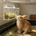 Xymoso Acrylic Rabbit Hay Feeder with Lid,Guinea Pig Hay Rack Holder Chinchilla Cage Accessories for Rabbits Guinea Pigs