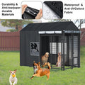 LYBOSH Outdoor Dog Kennel Cover Full Coverage for 8'Dx4'Wx6'H Cages,600d Heavy Duty Waterproof Large Kennel Covers,(Cover Only) Black