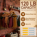 Wall Mounted Saddle Rack Set of 2, 120-lb Capacity Heavy Duty Iron Saddle Stand with Dual Blanket Bars and Tack Hook, Fi