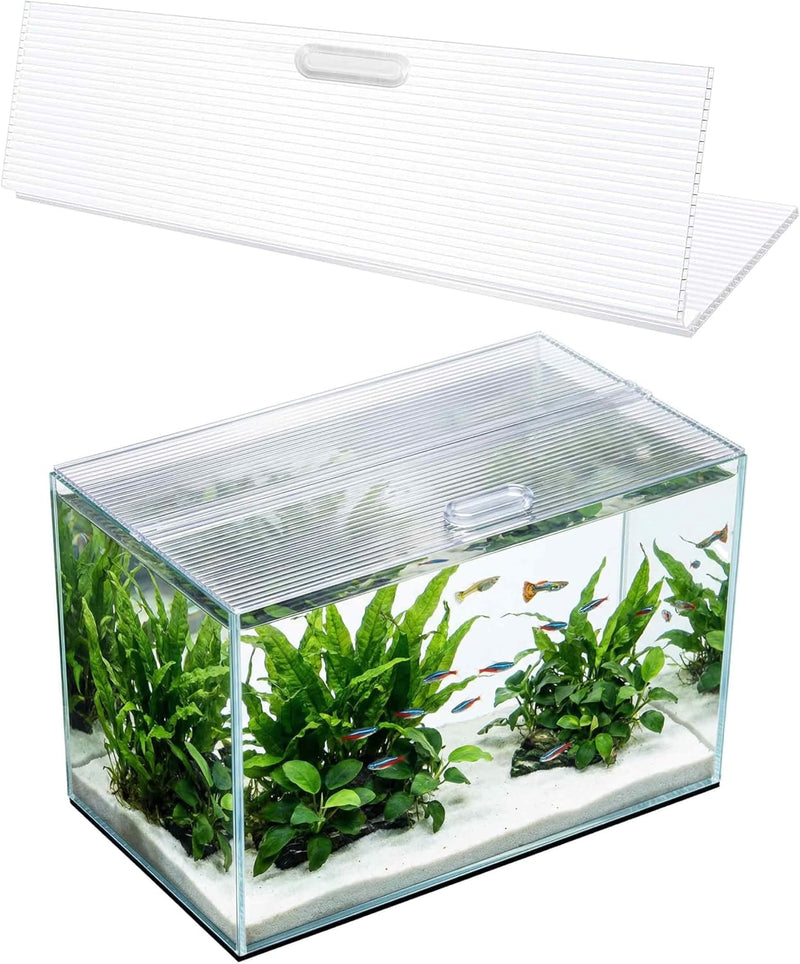 Aquarium Canop Polycarbonate 15.37 x 7.63 x 0.24 for 5/10 Gallon Without Center Brace Aquariums Cover Aquarium Lid，Clear