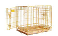 HOMEY PET 24" Gold Color Folding Design Dog Crate Puppy Ertra Small Breed Dog Kennels with Removable Floor Grid and Pull Out Tray, Dog Cage Copper Gold Finish