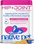 Native Pet Hip and Joint Supplement Dogs - Powder with UC-II Collagen and HMB - Senior and Large Breed Dog Joint Support - Made in USA - 30 Scoops