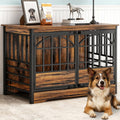 COZPAW 52 Inch Dog Crate Furniture, Extra Large Dog Kennel Indoor for XLarge Breed, Heavy Duty Dog Cage with Double Elegant Arched Doors, Decorate as TV Stand & End Table (Cognac Brown)