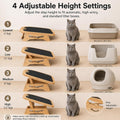 Wooden Litter Box Ramp, 4-Position Adjustable Cat Step for Automatic