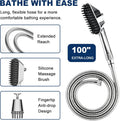 3 Mode Dog Shower Attachment with Pause Mode, Dog shower Sprayer with 100 Inches Hose, Metal Diverter, Adhesive Holder, 