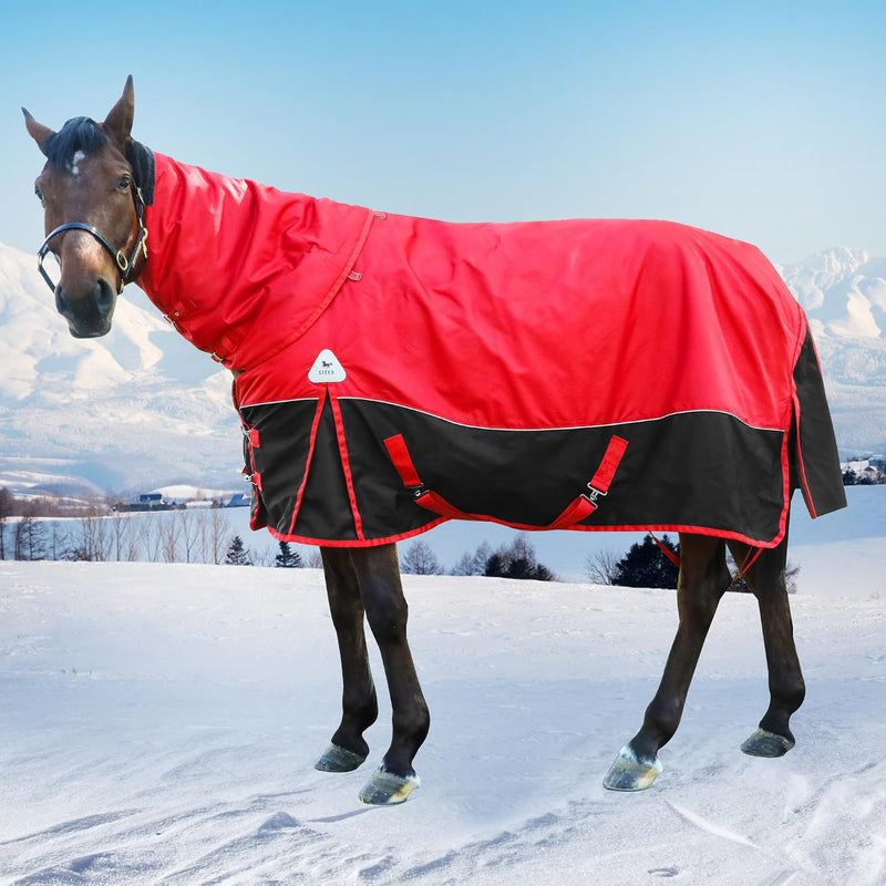 Surcingle Turnout Blankets for Horse,1680D Winter Water-Resistant HorseTrunout Sheets, 300g Warm Polyester Filling Liner