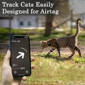 OOPSDOGGY Leather AirTag Cat Collar with Bell - Non Breakaway Kitten Collar with Apple Air Tag Holder - Lightweight GPS 