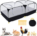 Small Animals Playpen,Pet Cage Tent Large Chicken Run Coop with Detachable Bottom Breathable Transparent Mesh Walls, Fol