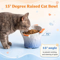 Tioncy 2 Pcs Raised Tilted Ceramic Cat Food Bowl Fish Shape Cute Elevated Slanted Shallow Angled Cat Dish Non Slip Feeder Bowl for Anti-Vomiting and Fatigue (Blue,Orange)