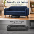 LYASILYHS Dog Couch Bed for Small to Medium Dogs, Orthopedic Bolster Dog Sofa Bed with Removable Washable Cover, Elevated Pet Couch with Armrests, Navy Blue