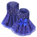 ASENKU Dog Dress Pet Wedding Dress Princess 4th of July Lace Puppy Birthday Party Outfit Formal Apparel Girl for Small Medium Dogs Cats (Medium, Navy Star)