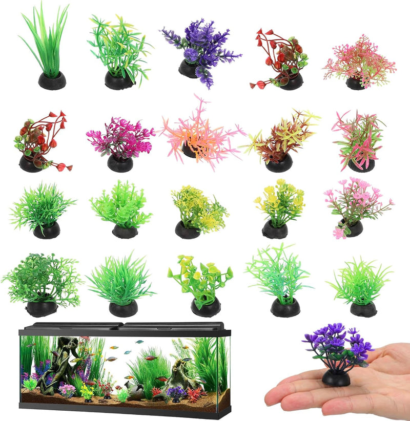 Ipetboom 40 Pack Mini Artificial Aquarium Plants for Small Fish Tanks
