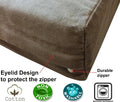 Dogbed4less 41X27X4 Inches Large Size Brown Color Denim Jean Dog Pet Bed External Zipper Cover - Replacement Cover only