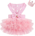 XXS Dog Clothes Girl, Female Dog Dresses for Small Dogs Girl, Pink Dog Tutu Dress, Sweet Puppy Princes Skirt with Dog Bo
