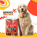 Canine Chews 10" Beef Basted Rawhide Bones for Large Dogs - 20 Pack - Hand-Rolled Dog Chews Basted in Beef Broth - Promotes Dental Health