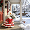 Christmas Porch Goose Outfit Xmas Dress with Hat for 23 Inch Goose Statue (Red Dress with Hat, One Size)