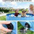Eooqi Foldable Dog Pool for Large Dogs & Kids, 71" Hard-Side Collapsible Kiddie Pool, Heavy Duty Leakproof PVC Pet Swimming Pool with Non-Slip Bottom & Drain, Indoor Outdoor Use, Blue