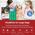 Flea and Tick Prevention for Dogs, 6-Month Supply, Large Dog Flea, Tick & Mosquito Control, Repellent, 44–88 lbs, 24-Hou