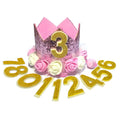 POSAPET Dog Birthday Hat Adjustable Reusable Crown for Dogs Cats Puppy Kitten Birthday Party Headband with Numbers(Pink)