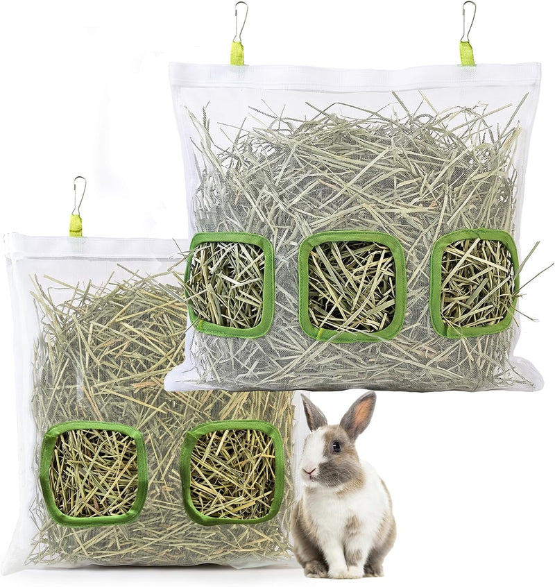 2Pcs Mesh Rabbit Hay Feeder Bag for Bunny, Guinea Pigs, Chinchillas