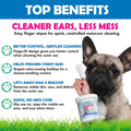 Squishface Dog Ear Relief Individual Finger Sheath Wipes – Non-Allergenic Ingredients & Irritation-Reducing Formula Cleans & Deodorizes, Helps Prevent Ear Itch & Odor – for All Breeds! (60 Count)
