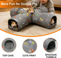 4-Way Guinea Pig Tunnel and Tubes, Collapsible Bunny Tunnels for Rabbits & Dwarf Hamster, Interactive Small Animal Tubes