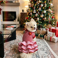 YUDODO Dog Sweater Dress for Small Dogs Girl, 3-Tier Knit Dress with Flower