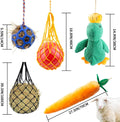 Horse Toys for Horses 5 PCS Set, Goats Enrichment Toys, Including Hay Net, Hay Ball, Toy Ball, Squeaky Duck, Plush Carro