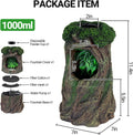 REPTI ZOO Reptile Waterfall Drinking Fountain with Food Dish, 1000ML Large Reptile Terrarium Water Dispenser for Bearded