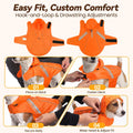 VIVAGLORY Wetoff Dog Raincoat, Rain Coat for Dog All Seasons Adventure, Rain Jacket with Harness Hole & Hood, Reflective Lightweight Waterproof for Doggy & Puppy, M, Orange
