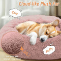 JOLLYVOGUE Calming Dog Bed Medium Size Dog, 31in Donut Washable Medium Pet Bed, Anti-Slip & Anti-Anxiety Fluffy Faux Fur