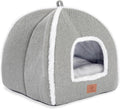 Cat Beds for Indoor Cats-Cat Bed Cave House Tent for Kittens and Small Pets with Washable Cushioned,Soft and Warm Indoor House, Grey, 15 inches