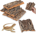 Homoyoyo 4Pcs Cork Bark for Reptiles, Natural Tree Bark Flats 3-5.5 in, Small Reptile Hide and Terrarium Decor for Leopa