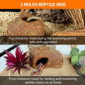 REPTI ZOO Gecko Hide Cave, 2 in 1 Snake Reptile Hideout for Hide & Rest & Breed & Feeding, Reptile & Amphibian Habitat D