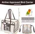 Sanmoncare Airline Approved Bird Carrier for Parrots, Travel Bird Cage Carrier for Cockatiels Conures Small Birds, Portable Pet Carrier Bag with Removable Tray, Breathable Mesh Windows, White