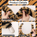 2Pcs Tiger Costume Set Tiger Ears Headband Tail for Adults Halloween Brown