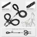 iRipets Double Dog Leash No Tangle – 360° Swivel Dual Lead for Two Dogs with Shock Absorbing Bungee & Reflective Stitching | Small Medium Breeds (10–60 lbs, Black)