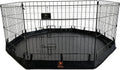PJYuCien Octagonal Dog Playpen with Bottom Pad - Metal Foldable Exercise Pen, 8 Panels 24" H x 24" W Indoor Outdoor Pet Fence Puppy Crate Kennel, Black