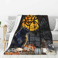 Gothic Blanket Vintage Halloween Black Cat Blankets 30"x 40" for Couch